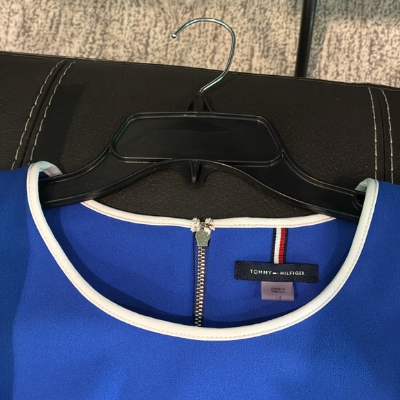 Tommy Hilfiger Sz 14 flutter sleeve sheath dress cobalt blue white trim - Picture 12 of 12